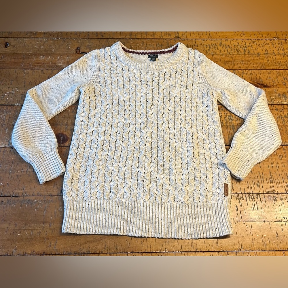 Roots Canada Oatmeal Cable Knit Sweater Wool Blend